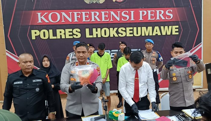 Polres Lhokseumawe Berhasil Amankan 1,1 Kilogram Sabu dari Dua Tersangka