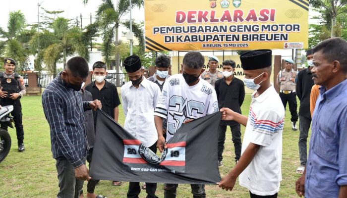 Geng Motor “Pasukan Jalan Sadis” Dibubarkan dalam Deklarasi di Polres Bireuen