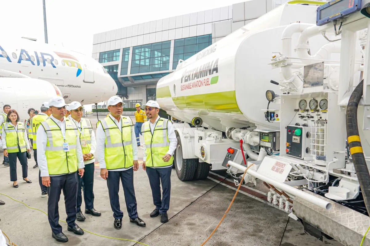 Penerbangan perdana pesawat Pelita Air yang menggunakan bahan bakar Pertamina Sustainable Aviation Fuel (SAF) berbahan baku minyak jelantah