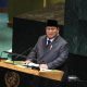 Presiden Republik Indonesia, Prabowo Subianto menyampaikan pidato pada Konferensi Internasional Tingkat Tinggi untuk Penyelesaian Damai atas Masalah Palestina dan Implementasi Solusi Dua Negara yang digelar di Gedung Majelis Umum Perserikatan Bangsa-Bangsa (PBB), New York, Amerika Serikat