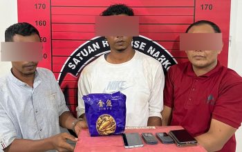 Tiga tersangka pengedar sabu yang ditangkap dalam penggerebekan di sebuah dapur pembuatan batu bata di Aceh Utara