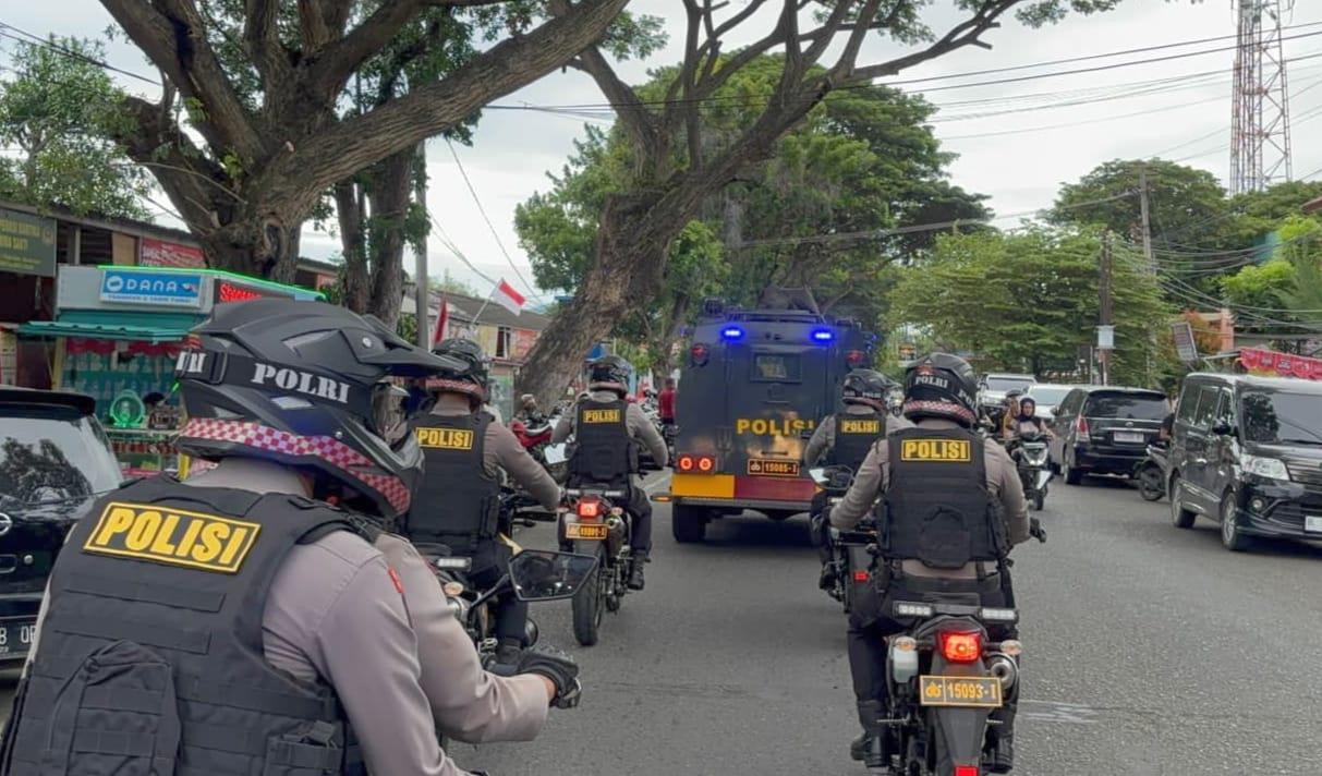 Polisi sedang melakukan patroli untuk memastikan situasi keamanan dan kamtibmas tetap aman dan kondusif di Aceh