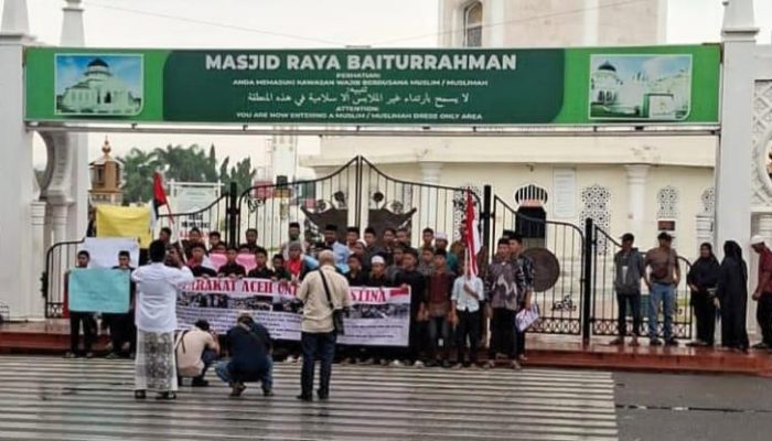 ARABP Kembali Gelar Aksi Damai “Aceh Peduli Palestina” di Masjid Raya Baiturrahman