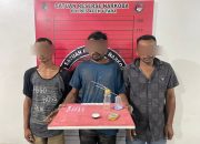 Tiga tersangka dan barang bukti sabu yang disita telah diamankan di Mapolres Aceh Utara, Lhoksukon