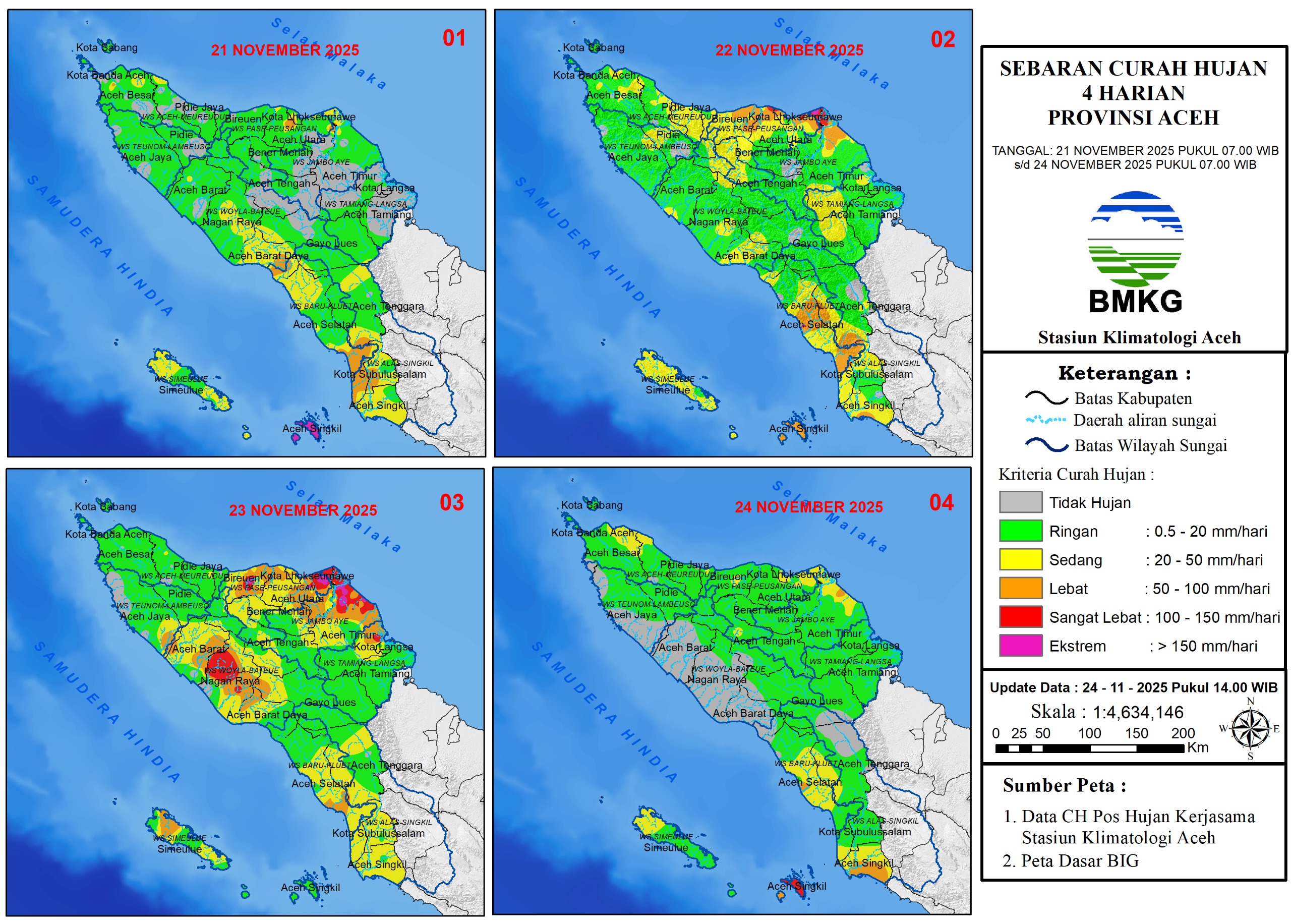 Sebaran curah hujan Provinsi Aceh