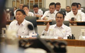 Menteri Pertanian Andi Amran Sulaiman bersama Wakil Menteri Pertanian Sudaryono saat menghadiri Rapat Kerja dengan Komisi IV DPR RI