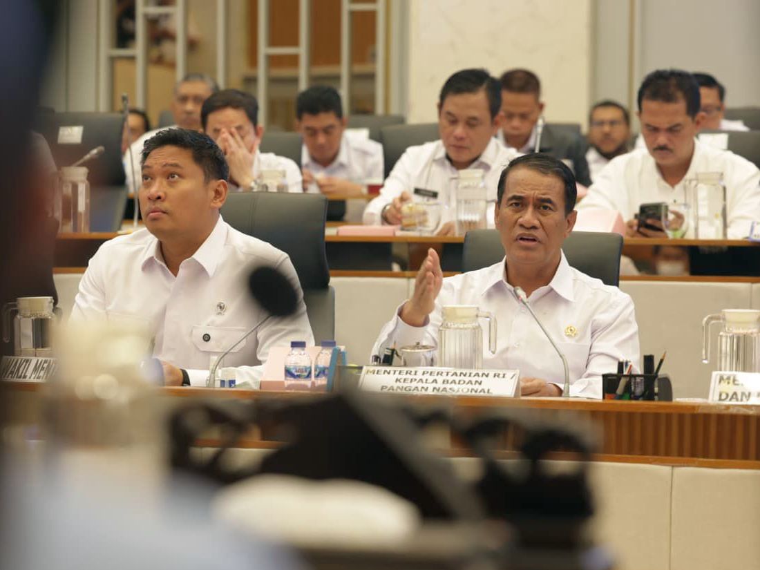 Menteri Pertanian Andi Amran Sulaiman bersama Wakil Menteri Pertanian Sudaryono saat menghadiri Rapat Kerja dengan Komisi IV DPR RI