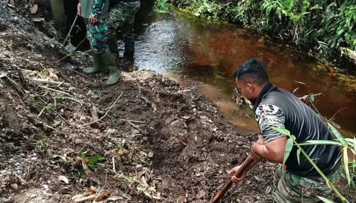 Satgas TMMD Kodim 0105/Abar Kebut Pondasi Wingwall di Woyla