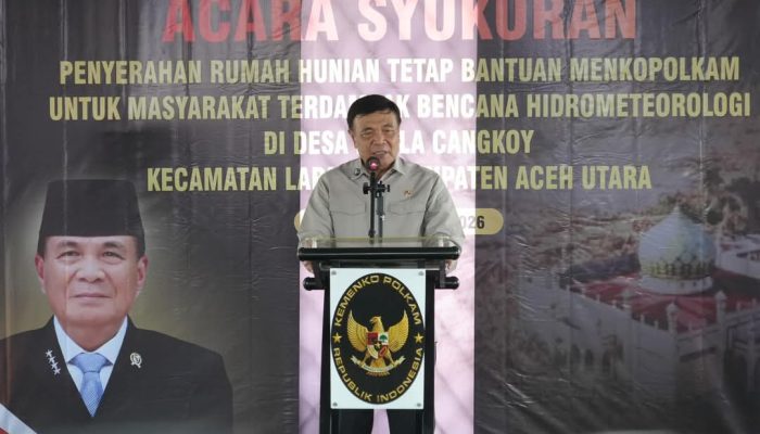 Menko Polkam Resmikan 104 Huntap Korban Bencana Aceh Utara