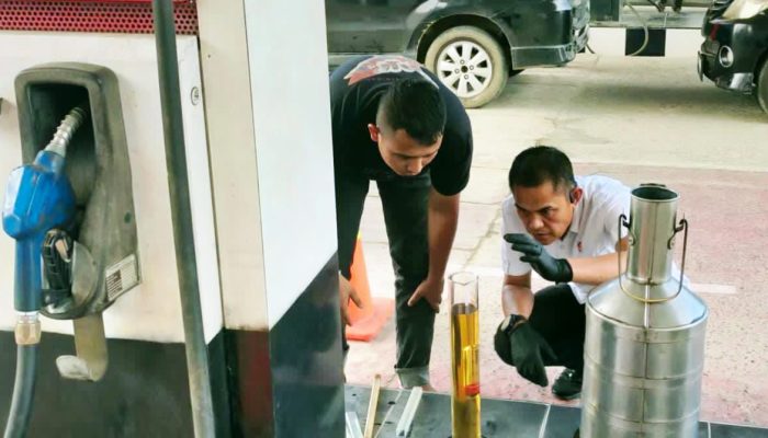 Sidak SPBU, Satreskrim Polres Lhokseumawe Pastikan Takaran BBM Tepat