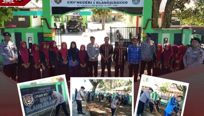 Brimob Polda Aceh Gelar Aksi Bersih Sekolah di Gayo Lues