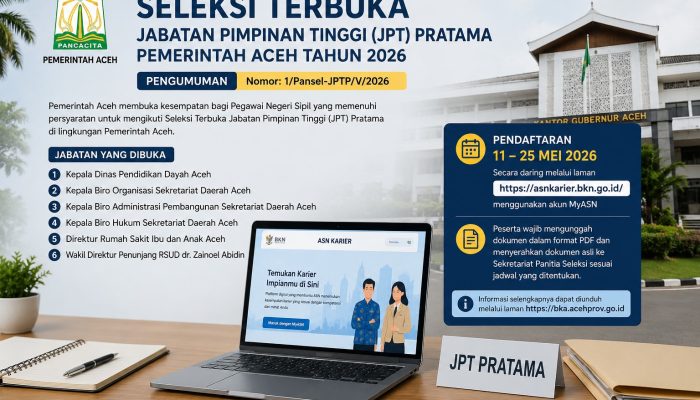 Pemerintah Aceh Buka Seleksi Terbuka Enam Jabatan Eselon II