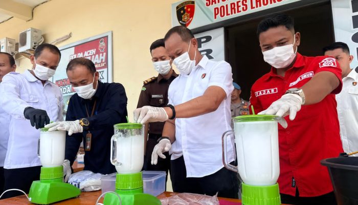 Polres Lhokseumawe Musnahkan 1,4 Kilogram Sabu dan Ganja