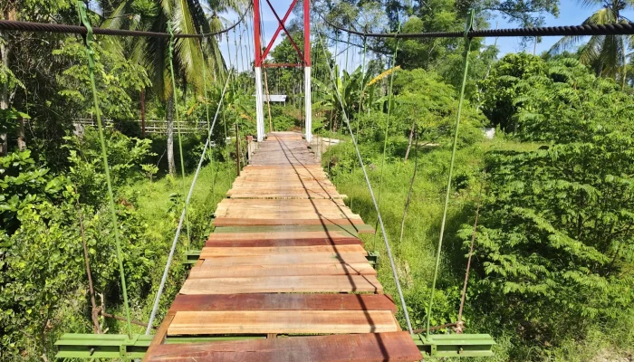 Rehabilitasi Jembatan Gantung Desa Teungoh Capai 55 Persen