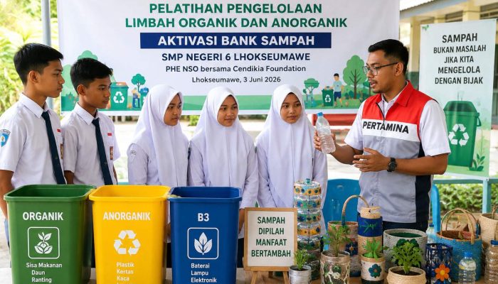 PHE NSO Edukasi Pengelolaan Sampah di SMPN 6 Lhokseumawe