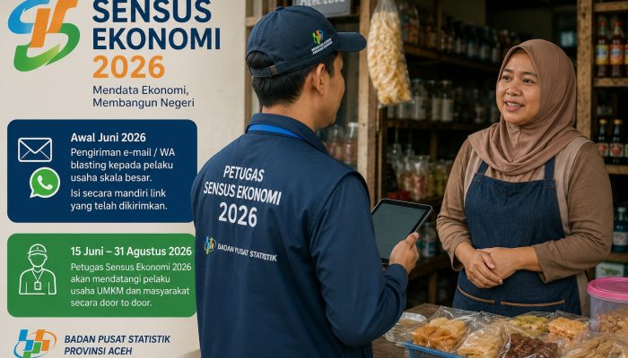 BPS Aceh Mulai Sensus Ekonomi 2026, UMKM Didata Door to Door
