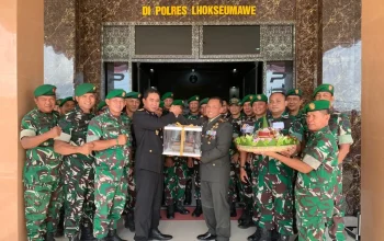 Dandim Aceh Utara Beri Kejutan Tumpeng Hari ke-80 Bhayangkara