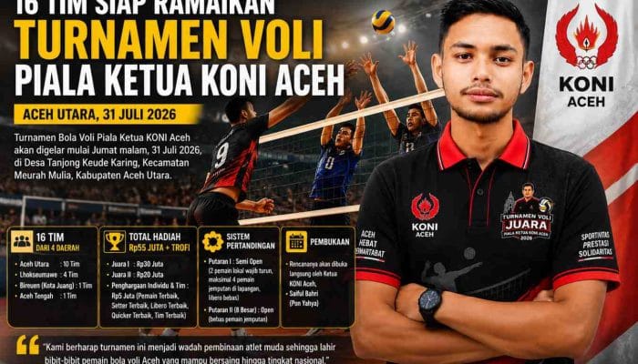 16 Tim Siap Ramaikan Turnamen Voli Piala Ketua KONI Aceh