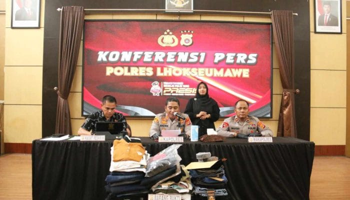 Polres Lhokseumawe Bekuk Empat Tersangka Pencurian Pakaian