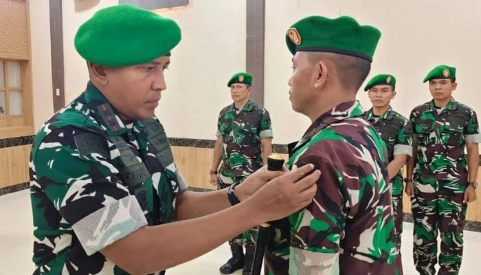 Kodim Aceh Utara Sambut Empat Perwira, Lepas Dua Personel
