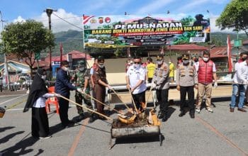 Polres Aceh Tenggara Musnahkan Barang Bukti Narkotika